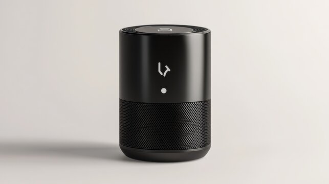 A modern speaker with a Bluetooth logo on a white isolated background