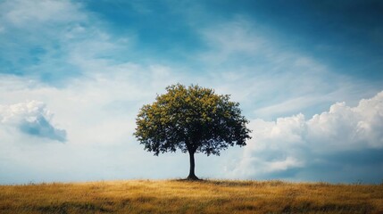 Fototapeta premium Single tree in nature landscape scene