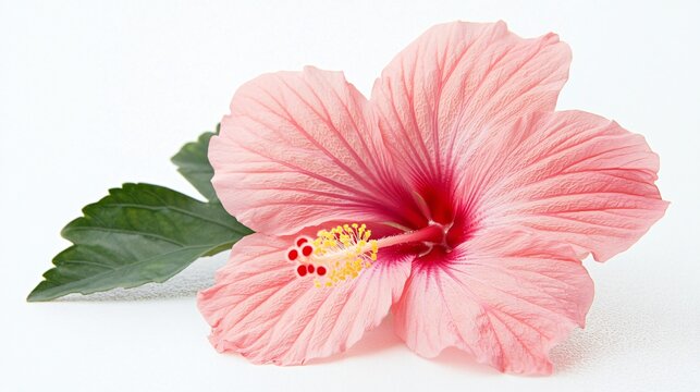 Pink Hibiscus Flower on White Background