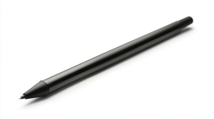 A close-up of a digital tablet and stylus on a white isolated background
