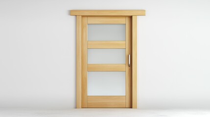 Light Wood Sliding Door on White Wall