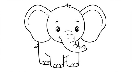 Fototapeta premium Cute Cartoon Elephant Illustration Ready for Coloring or Design Project