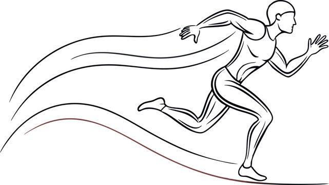 Fast Sprinter Line Drawing with Speed and Motion Effects on Track