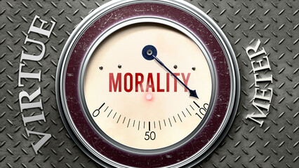 Morality and Virtue that is hitting a full scale, showing a very high level of morality, overload of it, too much of it. Maximum value, off the charts.  ,3d illustration