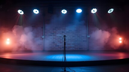 Silhouettes of concert crowd in front of bright stage lights on a music festival