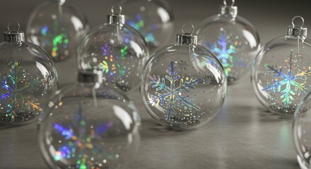 Elegant Clear Christmas Ornaments with Holographic Snowflakes for Holiday Decor