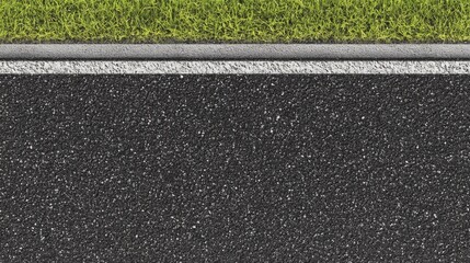 Fototapeta premium Roadway with fresh asphalt and green grass alongside for urban concepts