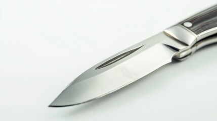Obraz premium A close-up of a classic pocket knife on a white isolated background