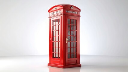 Fototapeta premium Red Telephone Booth, Classic Phone Booth, Vintage Phone Booth, British Phone Booth, Red Booth, Retro Phone, Isolated Phone Booth, White Background, Design Element, Decoration