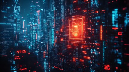 Exploring digital landscapes futuristic city data visualization cyber environment aerial view technology trends