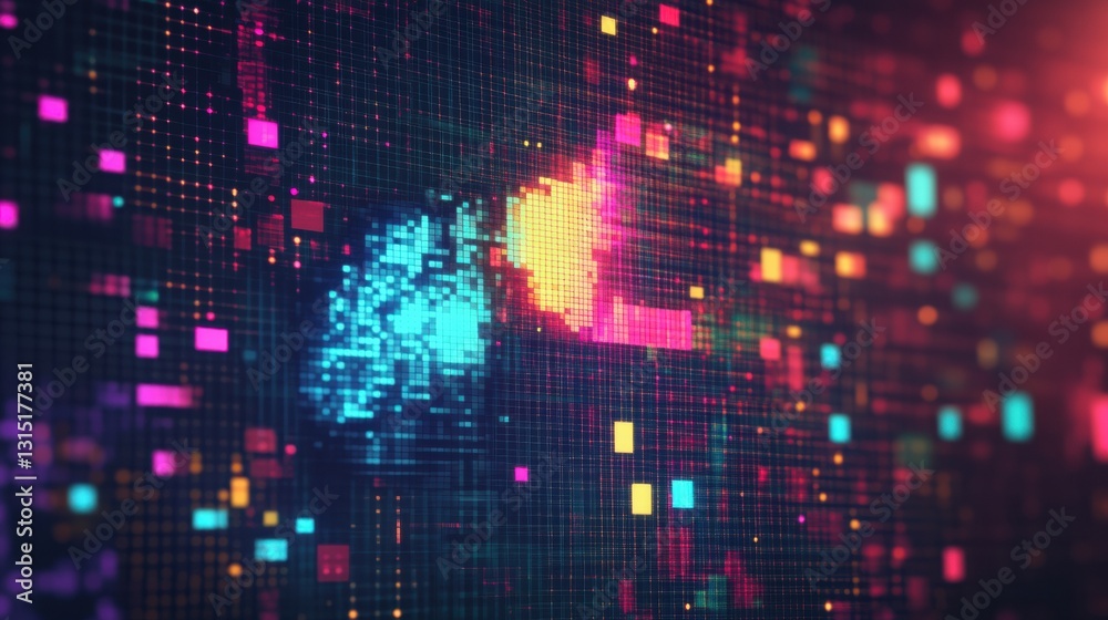 Aufkleber Cursor icon on a pixelated grid background representing computer technology and digital services for creative projects