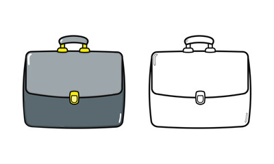 Briefcase Duo. Cute Office Bag with Coloring Outline