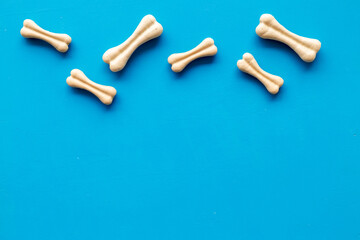 Dog chew bones for cleaning teeth and treats, top view