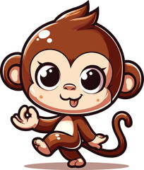 Fototapeta premium Adorable Monkey Cartoon Art: Playful, Mischievous & Vibrant Designs to Boost Your Pinterest Boards 