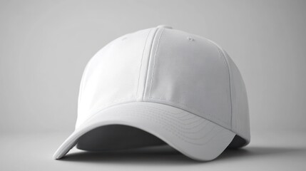 Plain white baseball cap, isolated on white background.