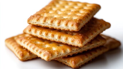Fototapeta premium Stacked crackers on white background