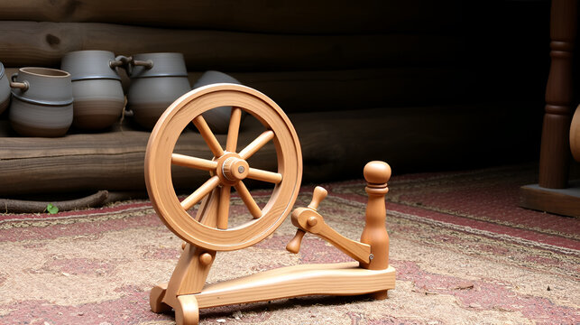 Wooden spinning wheel