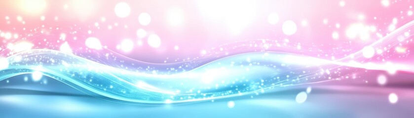Abstract blue waves background with glowing pink lights, vibrant and modern design