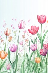 Beautiful tulip flower in Spring.