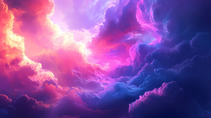 Abstract colorful cloudscape background, purple, pink, and blue. Surreal - City. Illustration