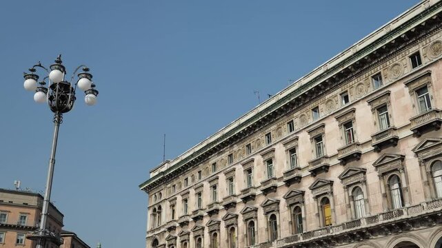 Milan, Italy - February 2025 - Visiting the exterior of the historic buildings of the Lombard capital
