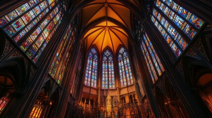 Obraz premium Architecture Gothic Cathedral Interior Moment Glowing