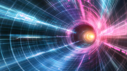 Futuristic Digital Tunnel Abstract Data Stream and Network Connection