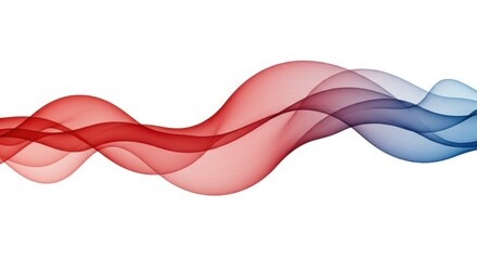 abstract waves, flowing lines, red and blue gradient background, translucent curves, intersecting ribbons, ethereal, minimalist, smooth blending, digital art, soft colors, fluid motion, seamless trans