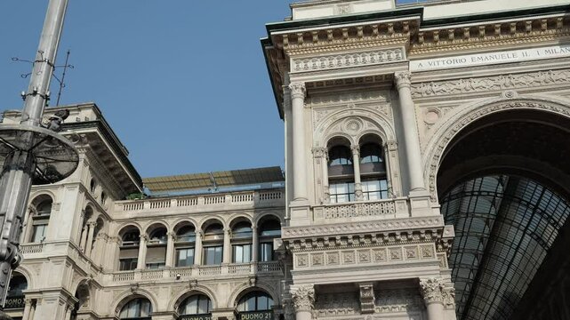 Milan, Italy - February 2025 - Visiting the exterior of the historic buildings of the Lombard capital