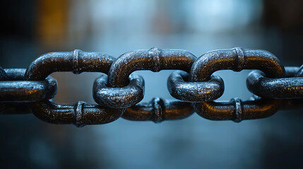 Obraz premium Closeup of a strong, metallic chain, symbolizing connection, security, and resilience.