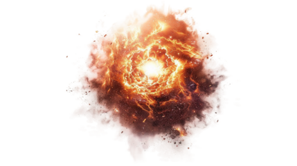 Supernova, a spectacular explosion of light and energy, signaling the end of a star's life isolated on transparent background