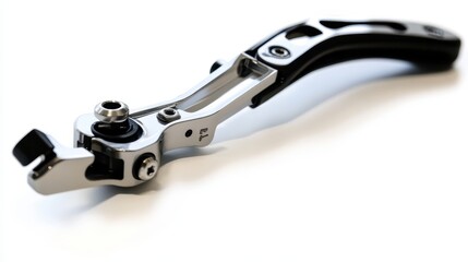 Obraz premium A close-up of a motorcycle throttle, clutch, and brake levers on a white isolated background