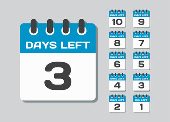 Countdown daily page calendar icon - 3 days left