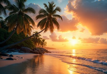 Obraz premium Tropical Sunset Paradise