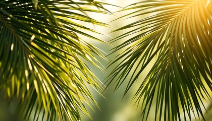 Obraz premium Vibrant Palm Fronds Casting Shadows and Light on a Lush Green Backdrop
