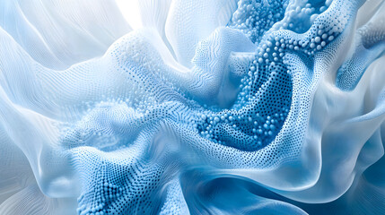 Abstract Blue Wave Pattern 3D Render of Dynamic Data Flow