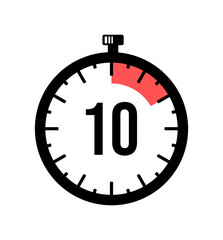 Stopwatch shows the number 10 graphic design