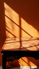 empty table in orange room, cafe
