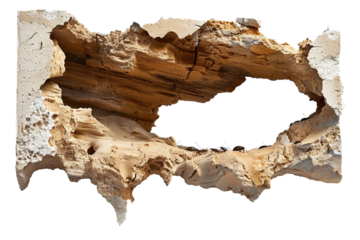Noticeable Termite Damage Hole in Wall Isolated on Transparent Background