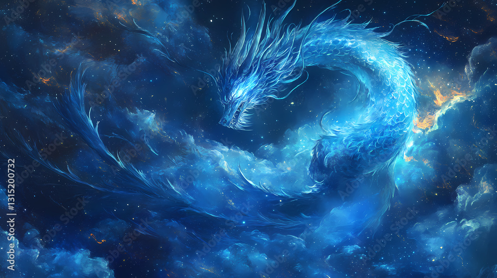 Wall mural a mesmerizing display of swirling blue particles creates a cosmic vortex in deep space. celestial - 