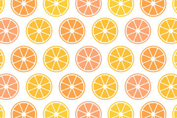 Beautiful pattern of lemon and orange slices. Vector background illustration.