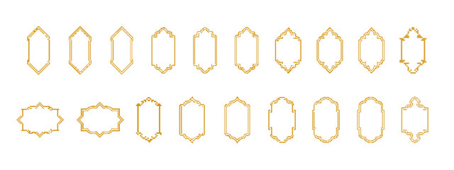 Set of yellow geometric frames in various shapes. ideal for creative design projects and crafts.