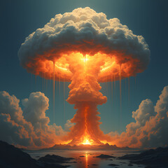 Artificial intelligence-generated mushroom cloud images after a nuclear bomb
