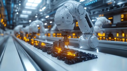 Futuristic robots working seamlessly marseille gigapixel high fidelity pattern urban environment aerial view robotics concept