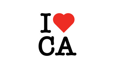I Love CA CANADA Country Red Heart T-Shirt Sweatshirt Digital Vector Black Lettering Design