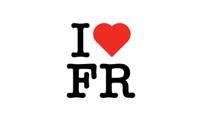 Obraz premium I Love FR FRANCE Country Red Heart T-Shirt Sweatshirt Digital Vector Black Lettering Design