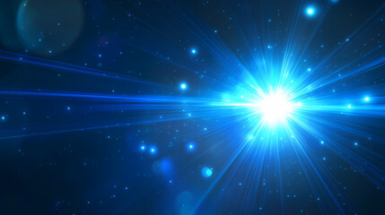 Blue light flare - flash light streak ray. Radiant - Temple. Illustration