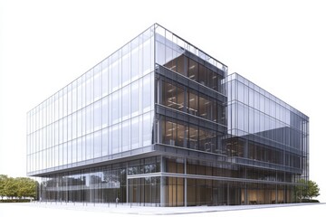 Obraz premium Modern glass office building exterior architecture.