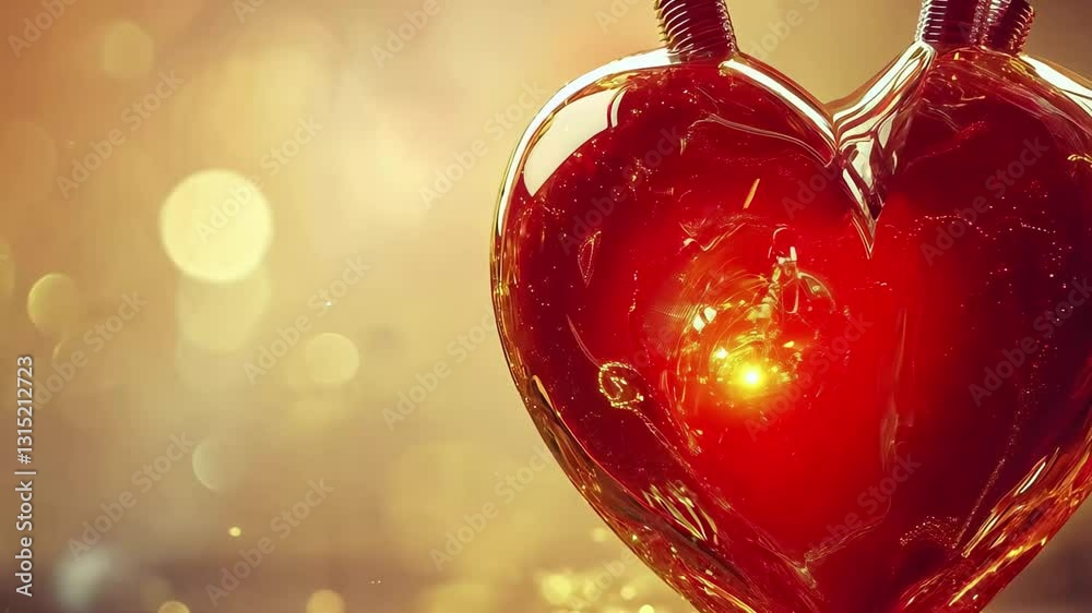 Poster Abstract heart movement illuminated by vibrant light patterns in a mysterious setting, heart movement with abstract light background