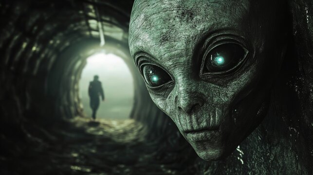 Mysterious Alien in a Dark Tunnel